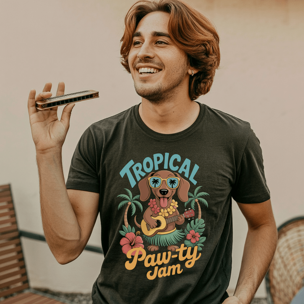 Tropical Paw-ty Dachshund in Hula Outfit T-Shirt