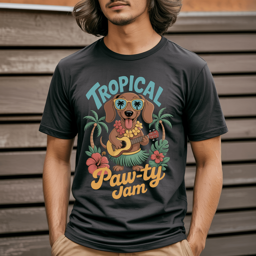 Tropical Paw-ty Dachshund in Hula Outfit T-Shirt