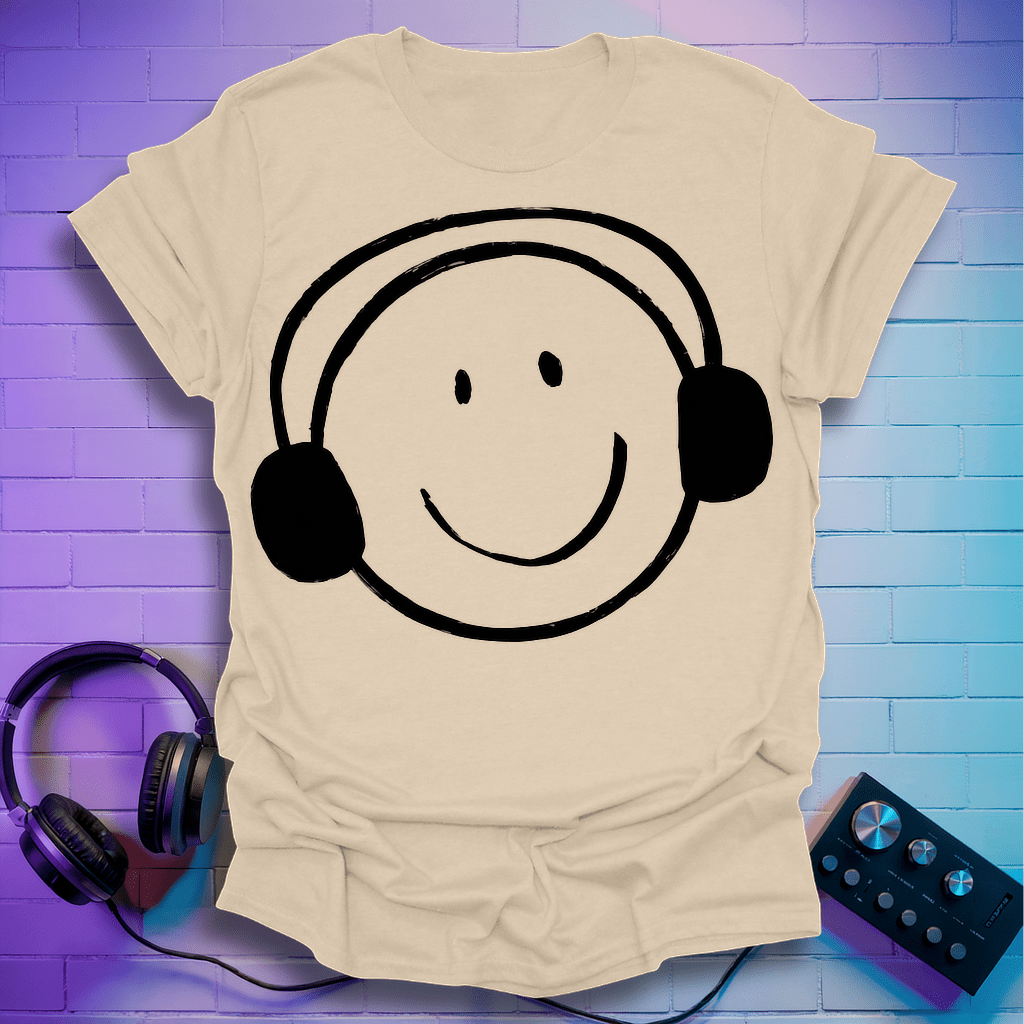 Smiley Headphone Face T-Shirt