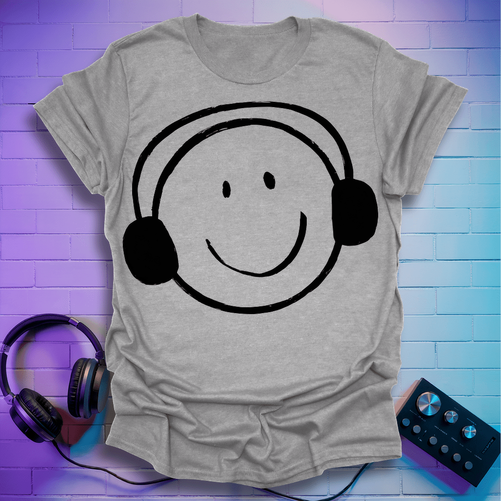Smiley Headphone Face T-Shirt