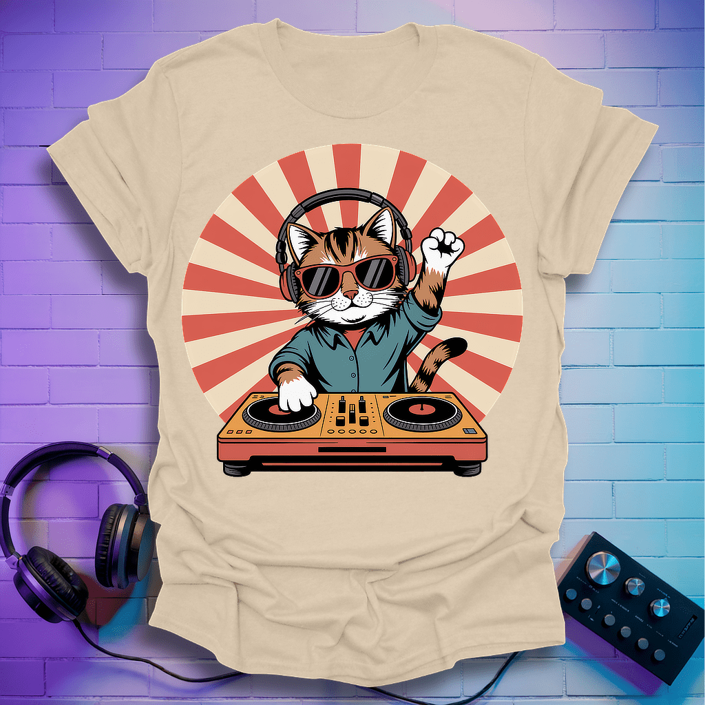 DJ Sunburst Cat T-Shirt