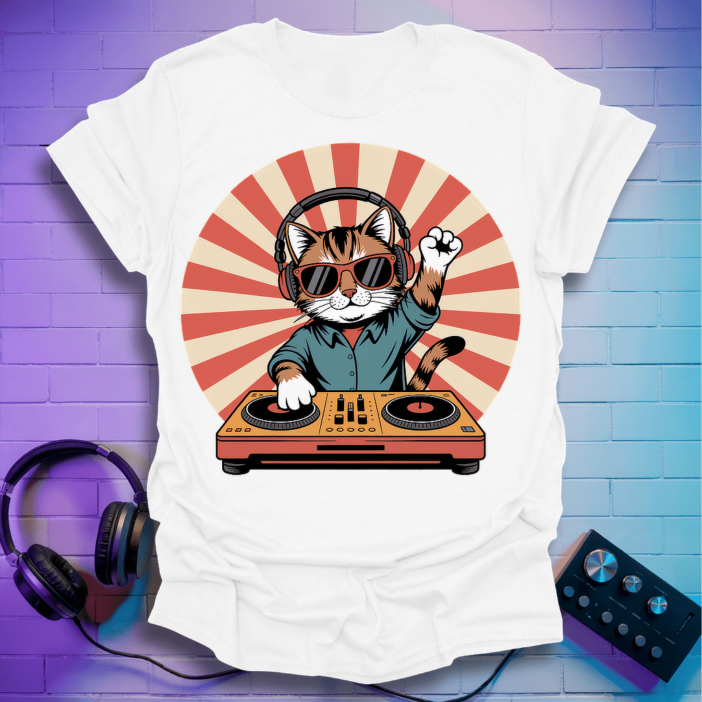 DJ Sunburst Cat T-Shirt
