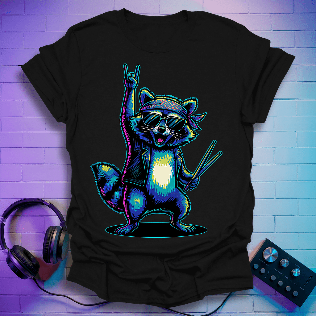 Raccoon Rock On T-shirt
