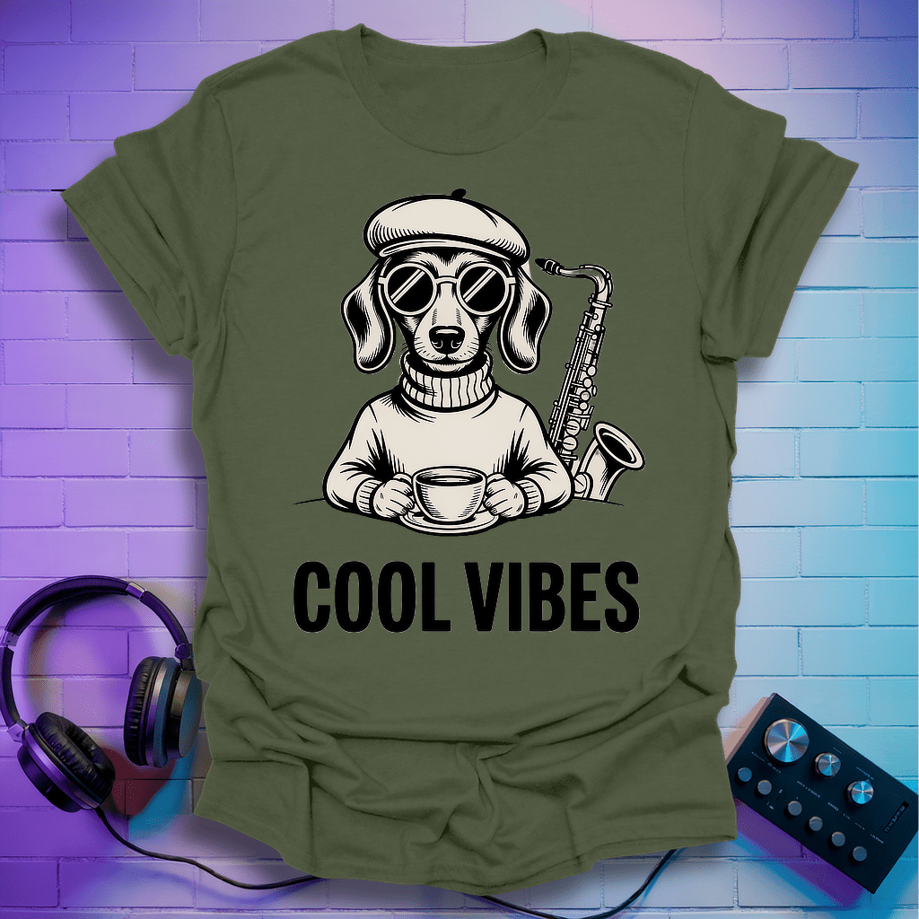 Cool Vibes Hipster Dog T-Shirt
