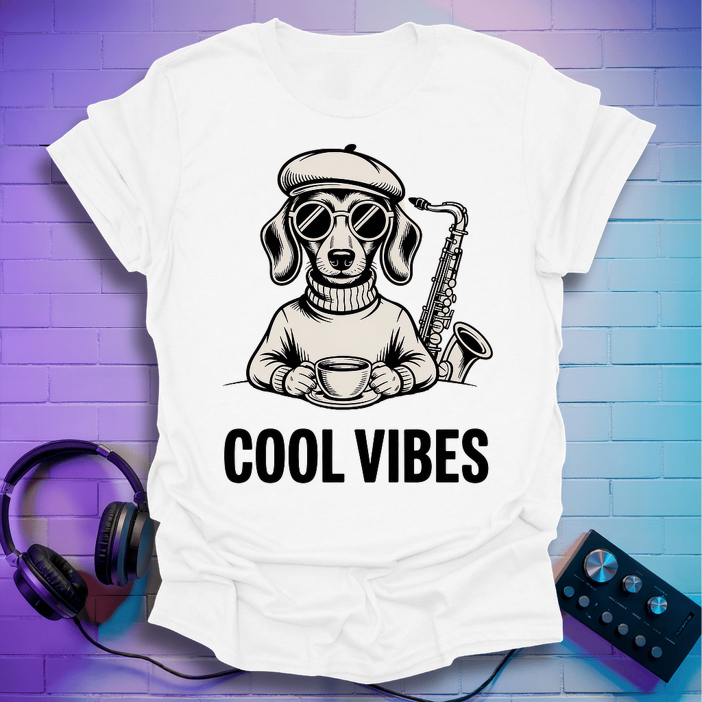 Cool Vibes Hipster Dog T-Shirt