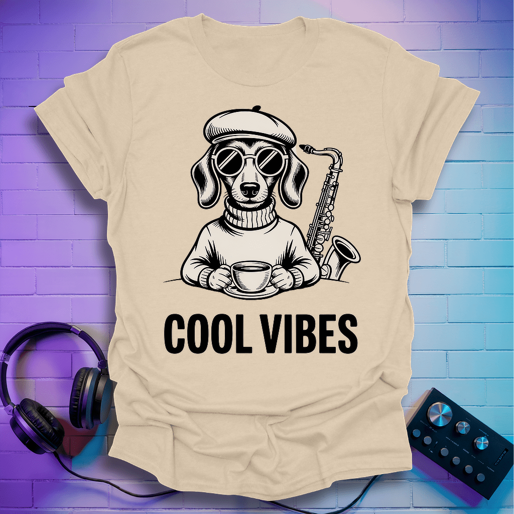 Cool Vibes Hipster Dog T-Shirt