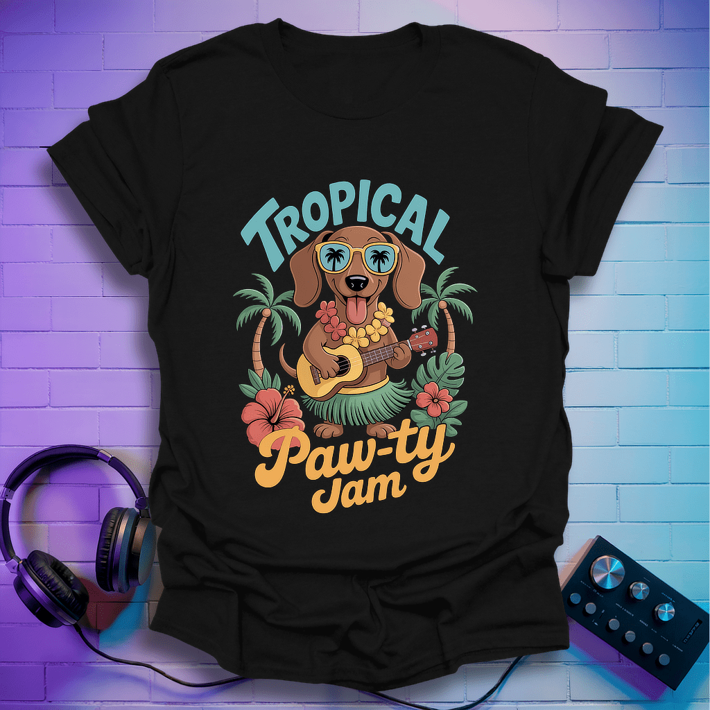 Tropical Paw-ty Dachshund in Hula Outfit T-Shirt