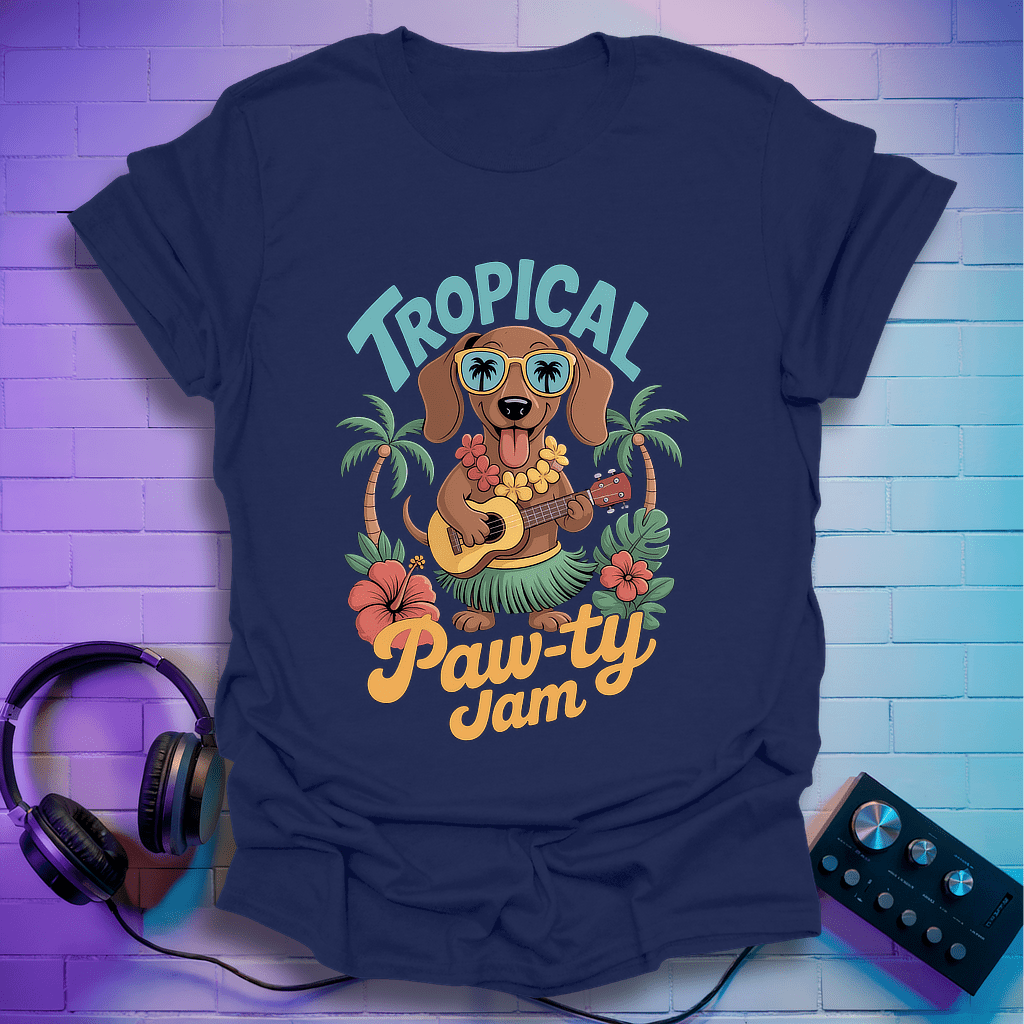 Tropical Paw-ty Dachshund in Hula Outfit T-Shirt
