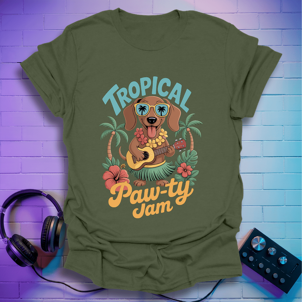 Tropical Paw-ty Dachshund in Hula Outfit T-Shirt