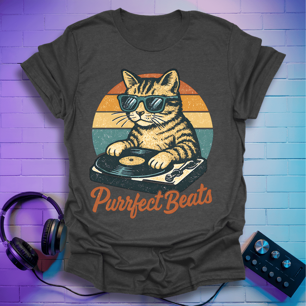 Purrfect Beats DJ Retro Cat T-Shirt
