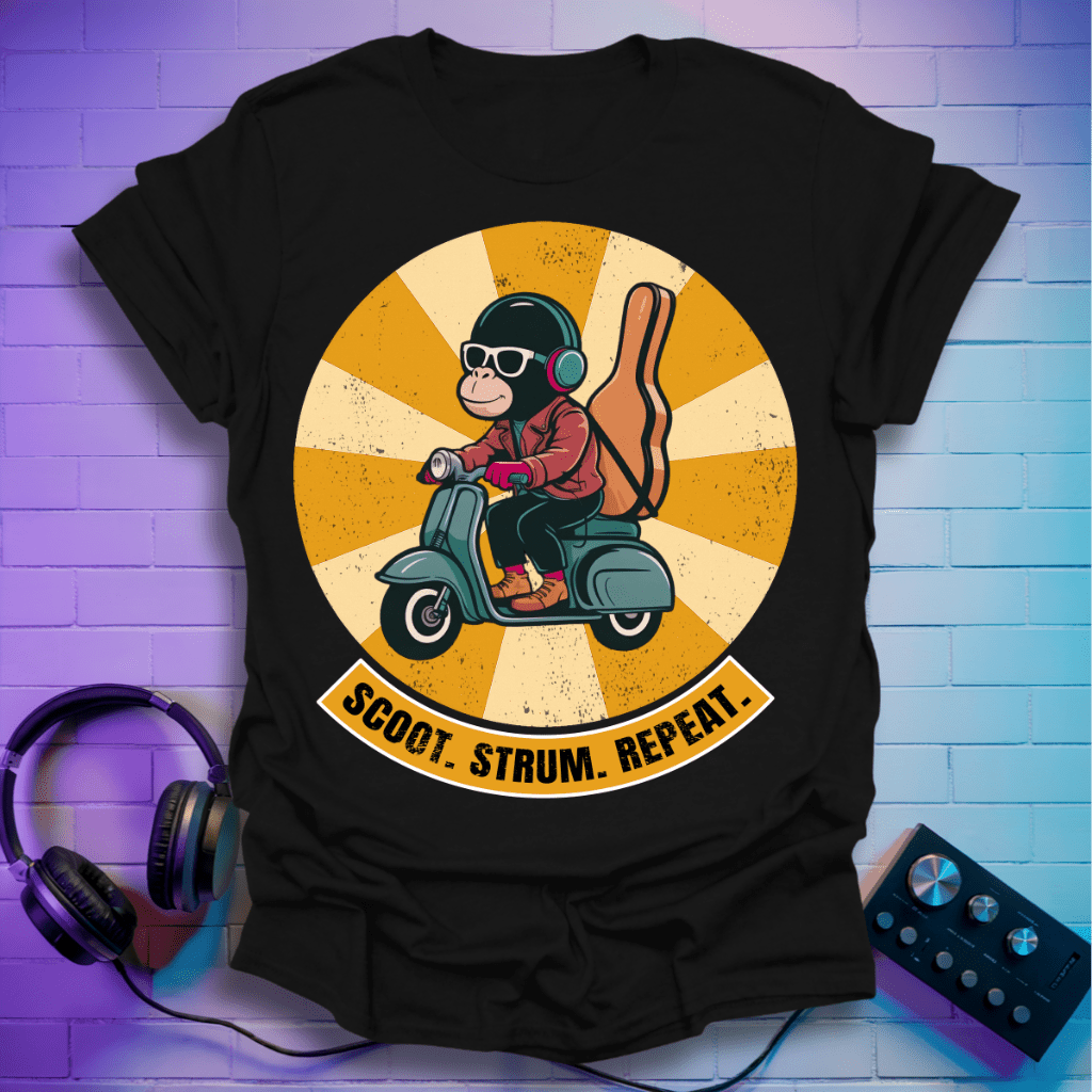 Music Monkey Scooter T-Shirt