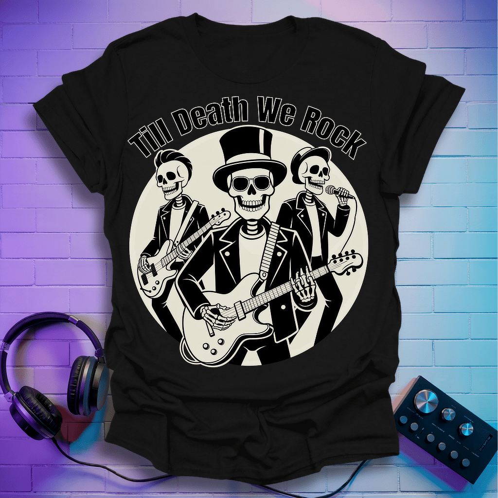 Till Death We Rock – Skeleton Band T-Shirt