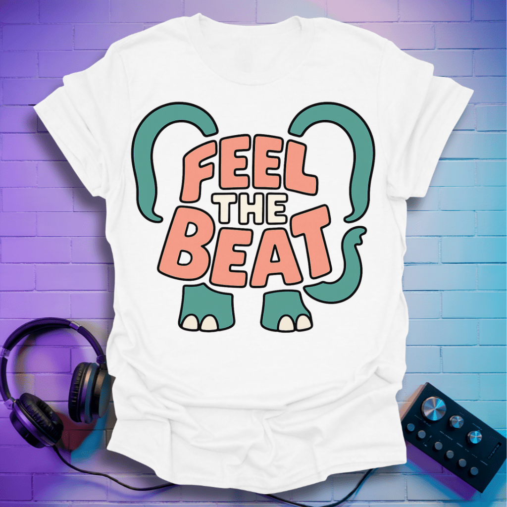 Feel the Beat T-Shirt – Retro Elephant Design T-Shirt