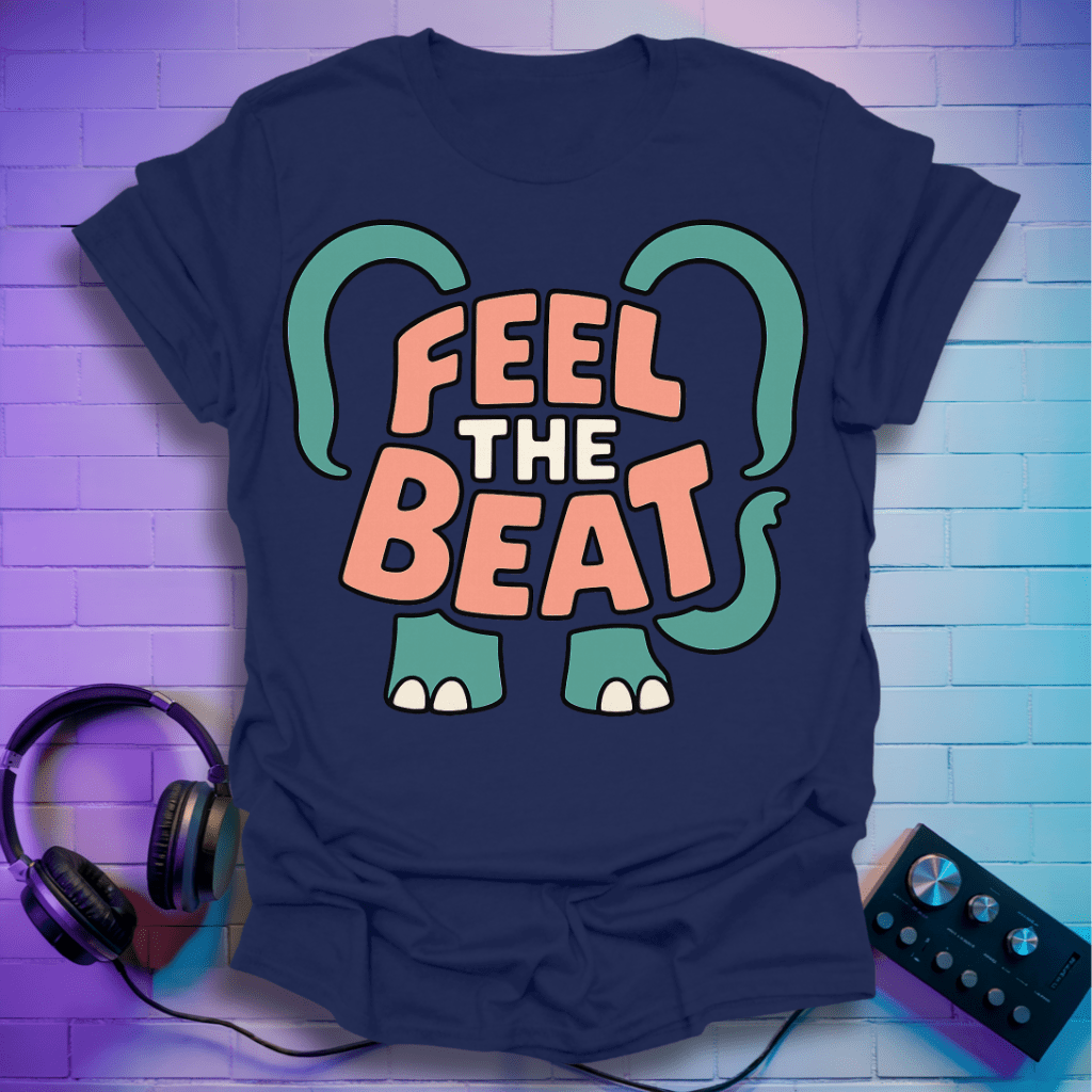 Feel the Beat T-Shirt – Retro Elephant Design T-Shirt