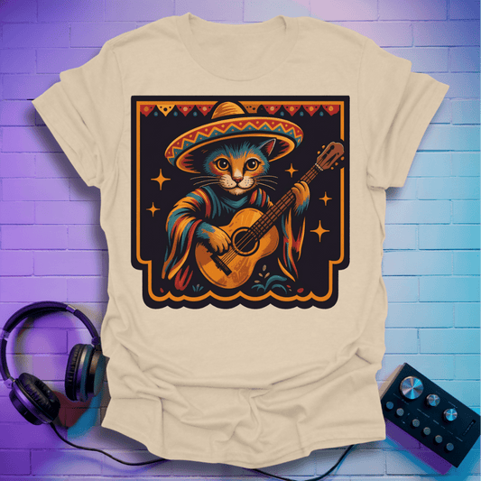 Mariachi Folk Art Cat Guitarist T-Shirt