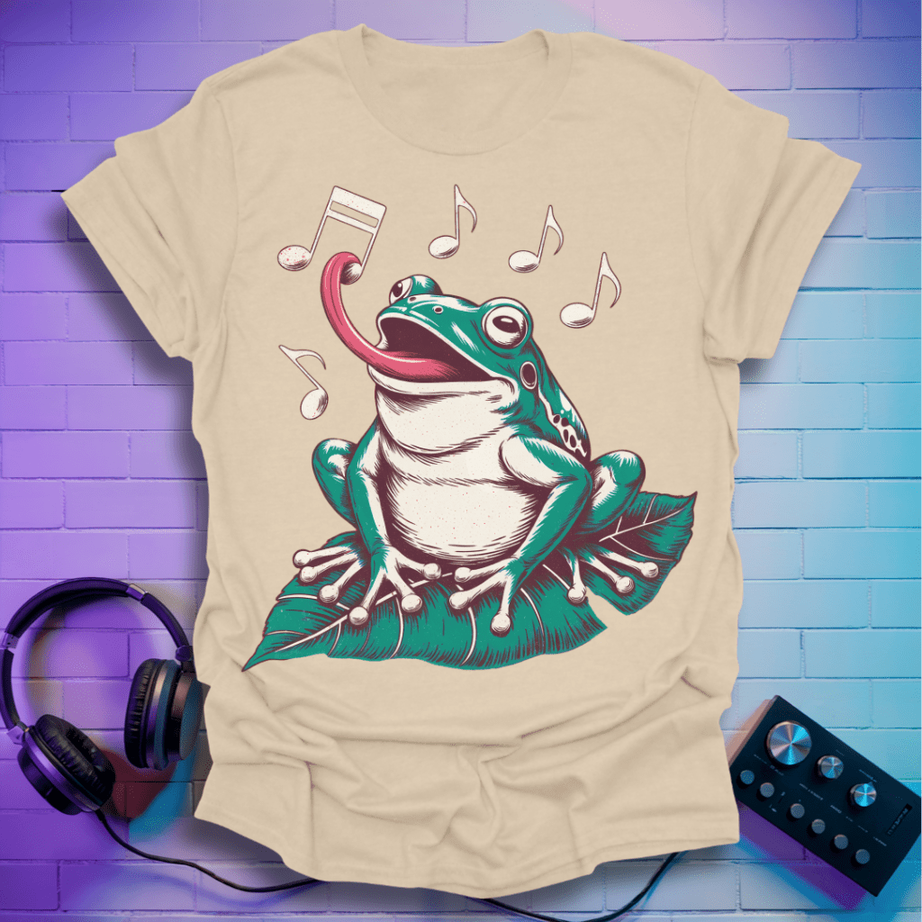 Hungry Frog Eating Musical Notes T-Shirt