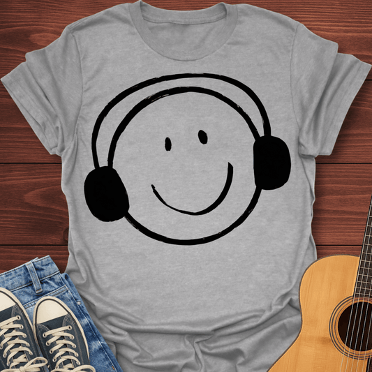 Smiley Headphone Face T-Shirt