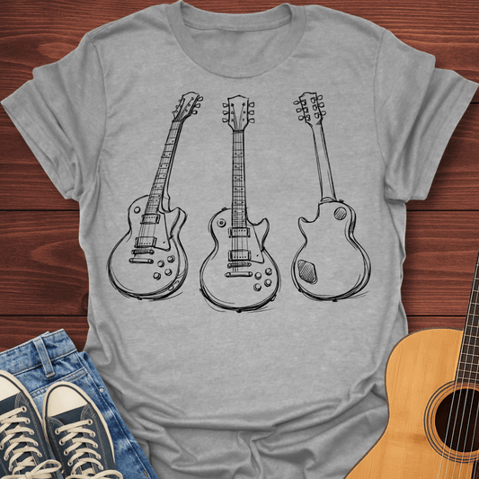 Three Guitars Line Art T-Shirt