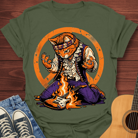 Psychedelic Guitar Cat T-Shirt