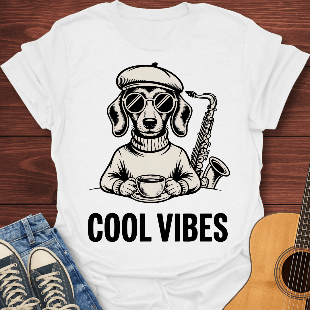 Cool Vibes Hipster Dog T-Shirt