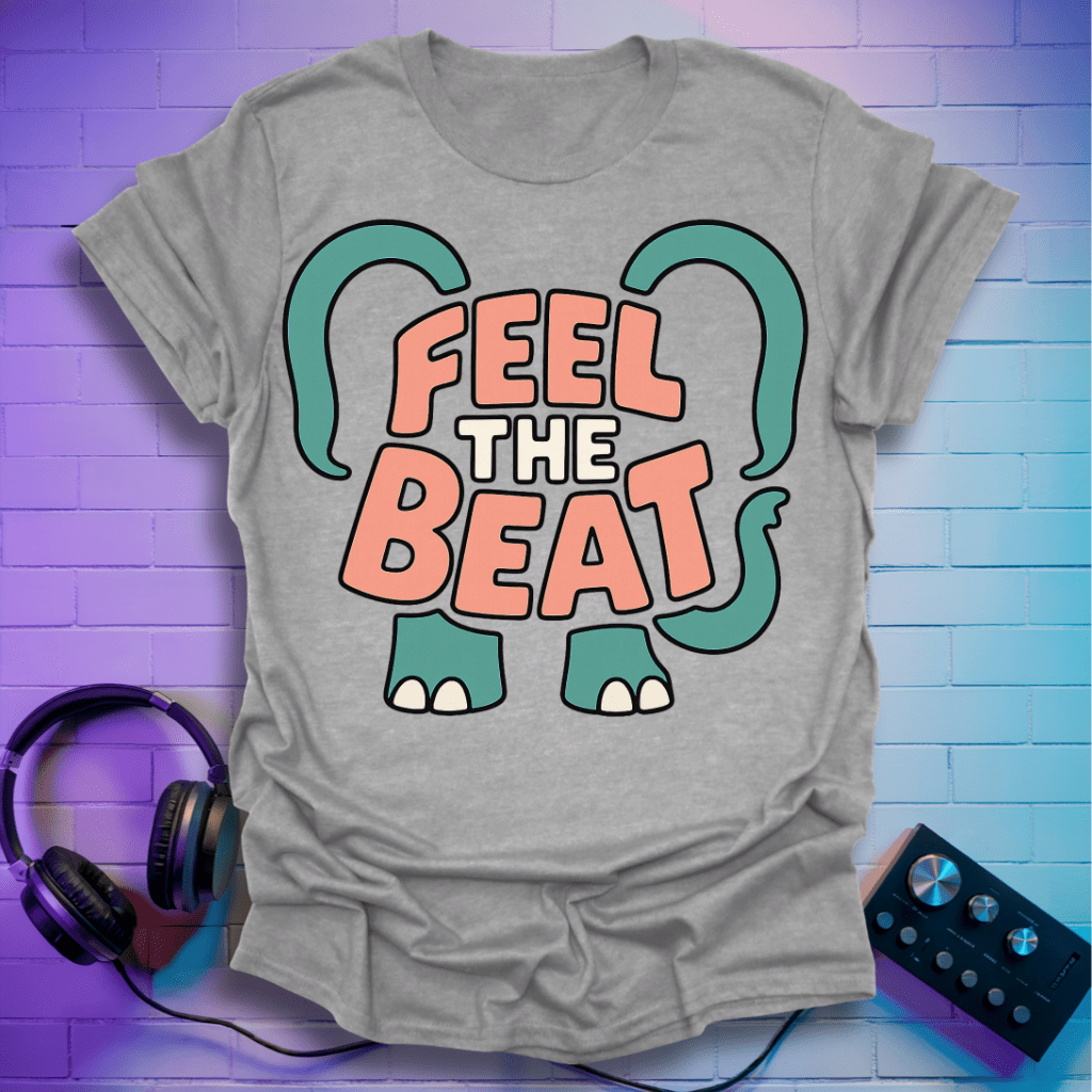 Feel the Beat T-Shirt – Retro Elephant Design T-Shirt