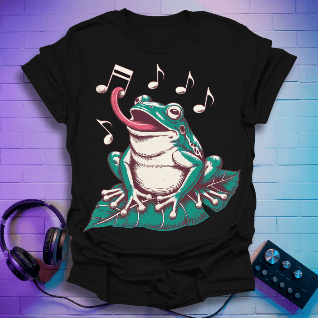 Hungry Frog Eating Musical Notes T-Shirt