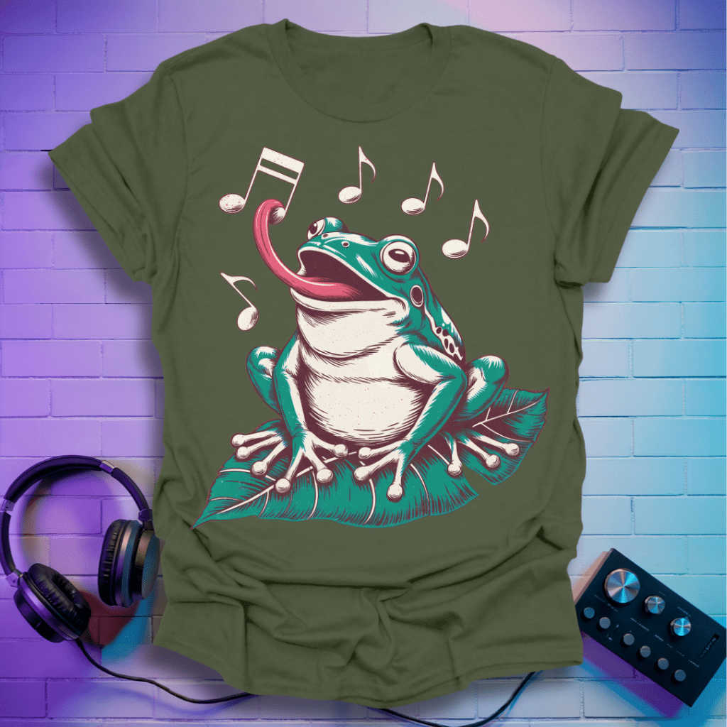 Hungry Frog Eating Musical Notes T-Shirt