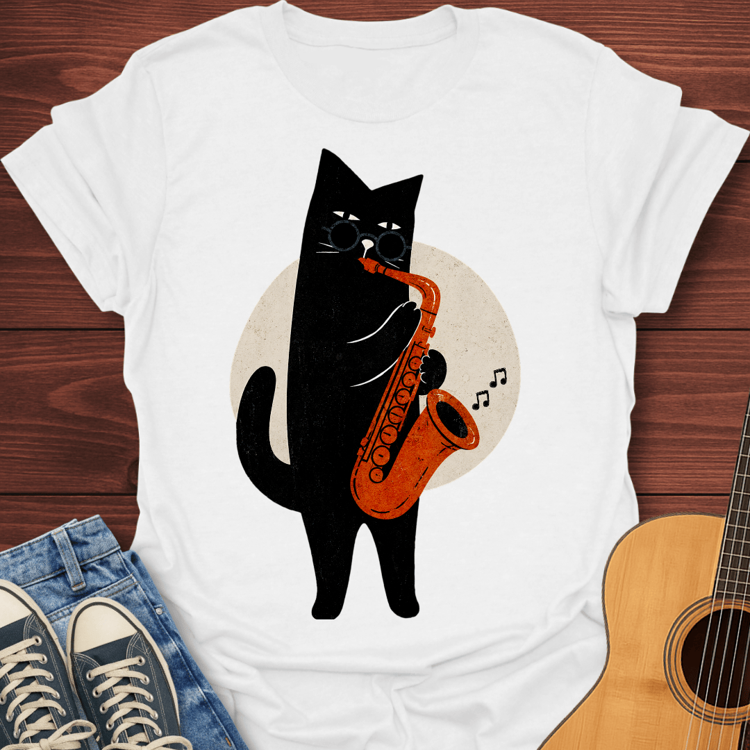 Jazz Cat Playing Saxophone T-Shirt