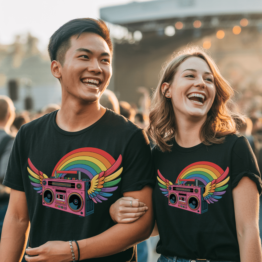 Rainbow Retro Boombox T-Shirt