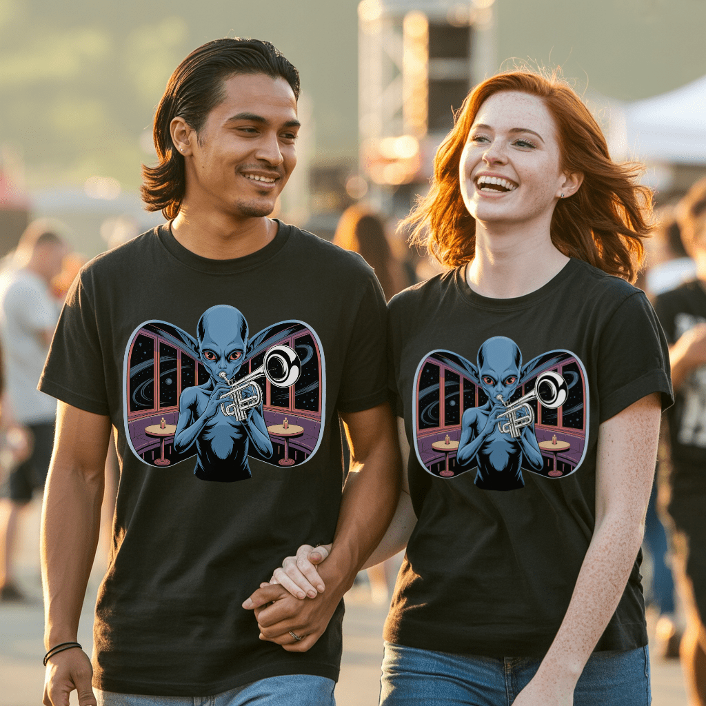 The Intergalactic Funk Alien Trumpeter T-Shirt