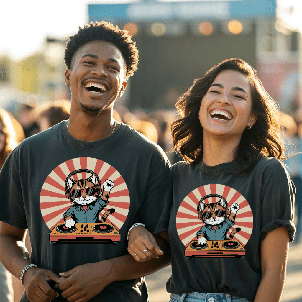 DJ Sunburst Cat T-Shirt