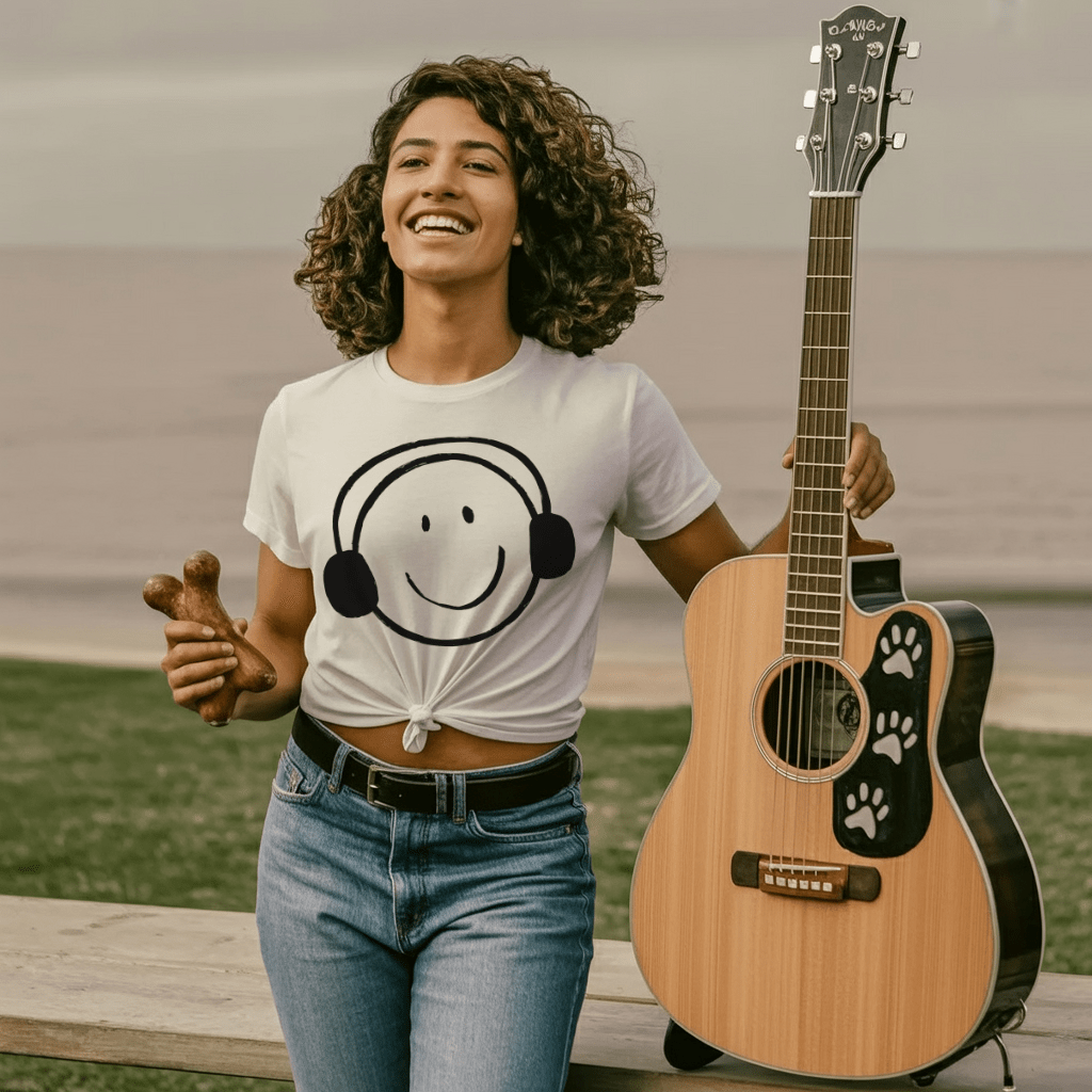 Smiley Headphone Face T-Shirt