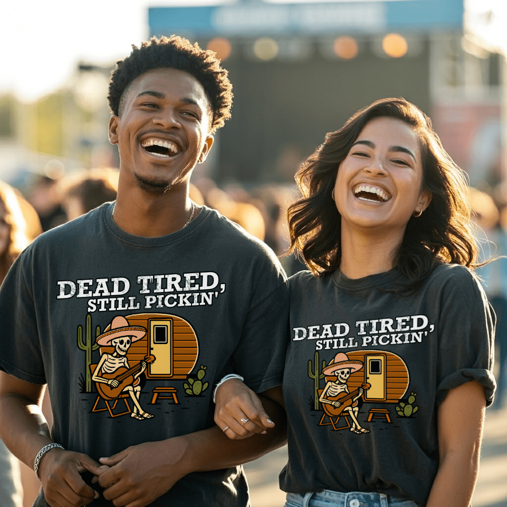 Skeleton Dead Tired Guitarist T-Shirt