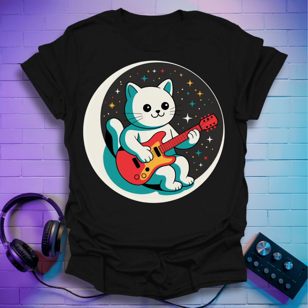 Kawaii Astronaut Cat Guitarist T-Shirt