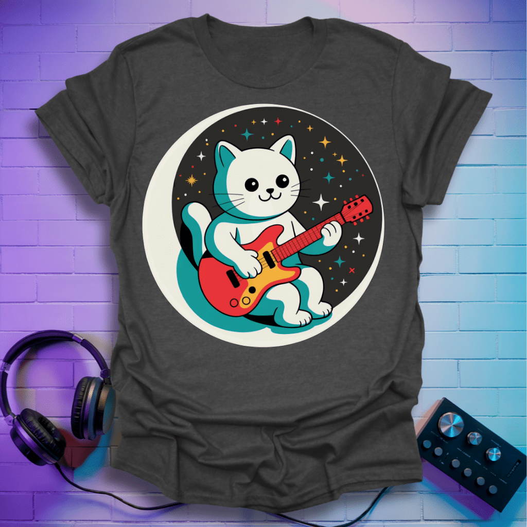 Kawaii Astronaut Cat Guitarist T-Shirt