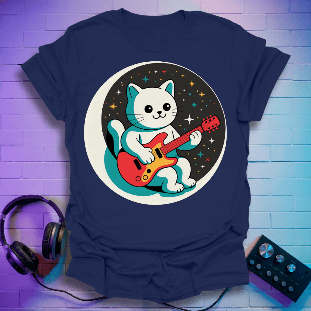 Kawaii Astronaut Cat Guitarist T-Shirt
