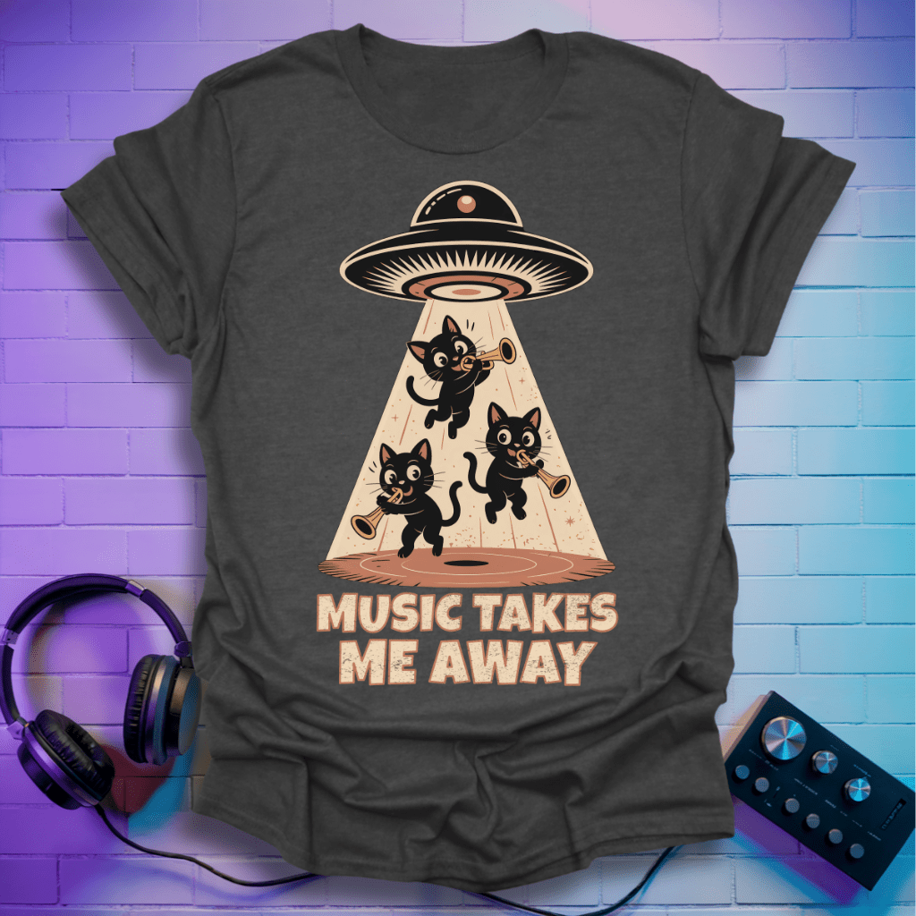 Music Takes Me Away – UFO Cats Jazz Band Tee