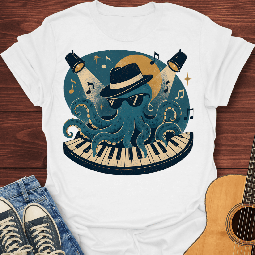 Piano Playing Octopus T-Shirt