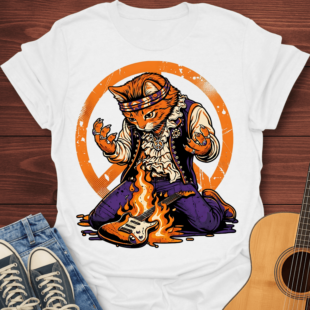 Psychedelic Guitar Cat T-Shirt