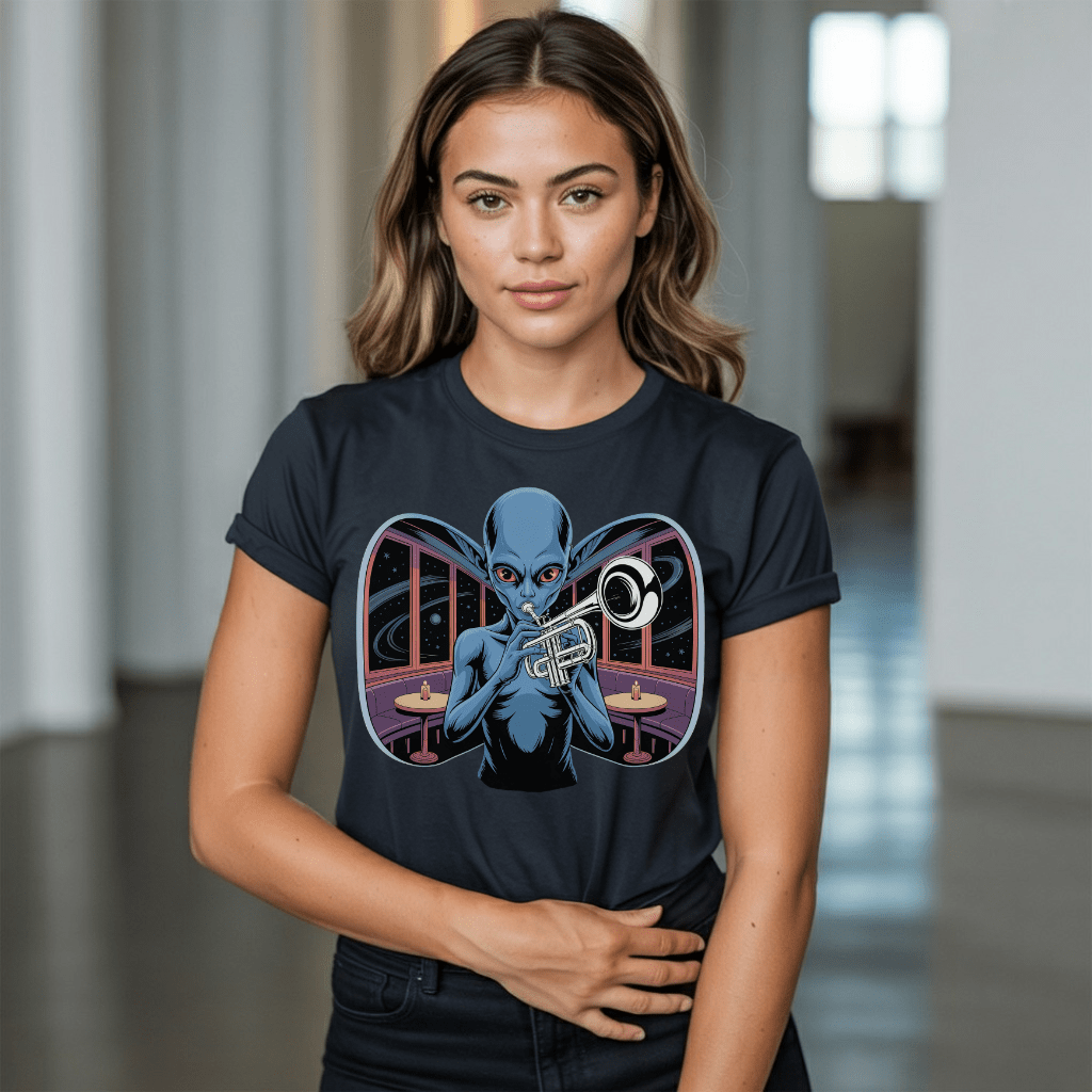 The Intergalactic Funk Alien Trumpeter T-Shirt