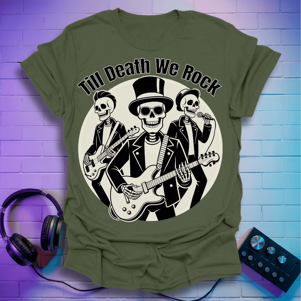 Till Death We Rock – Skeleton Band T-Shirt