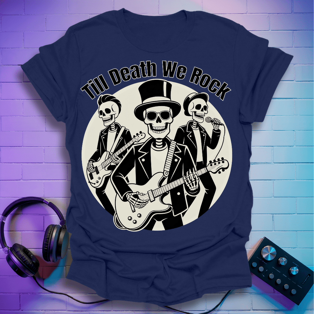 Till Death We Rock – Skeleton Band T-Shirt