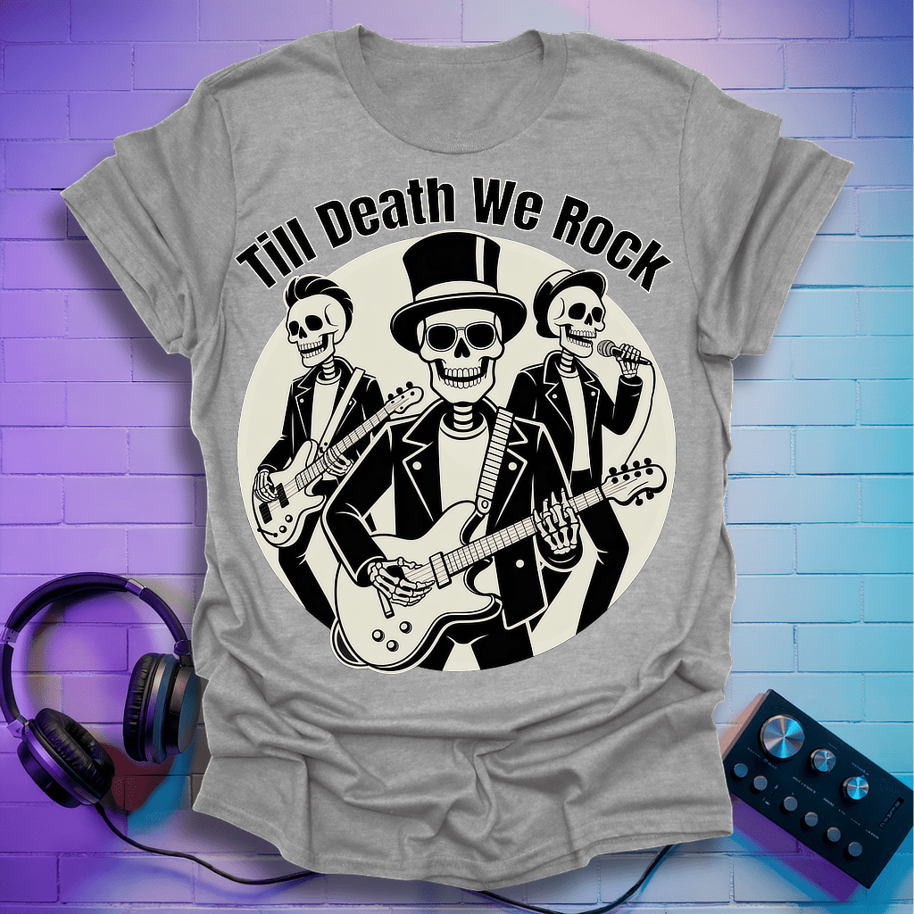 Till Death We Rock – Skeleton Band T-Shirt