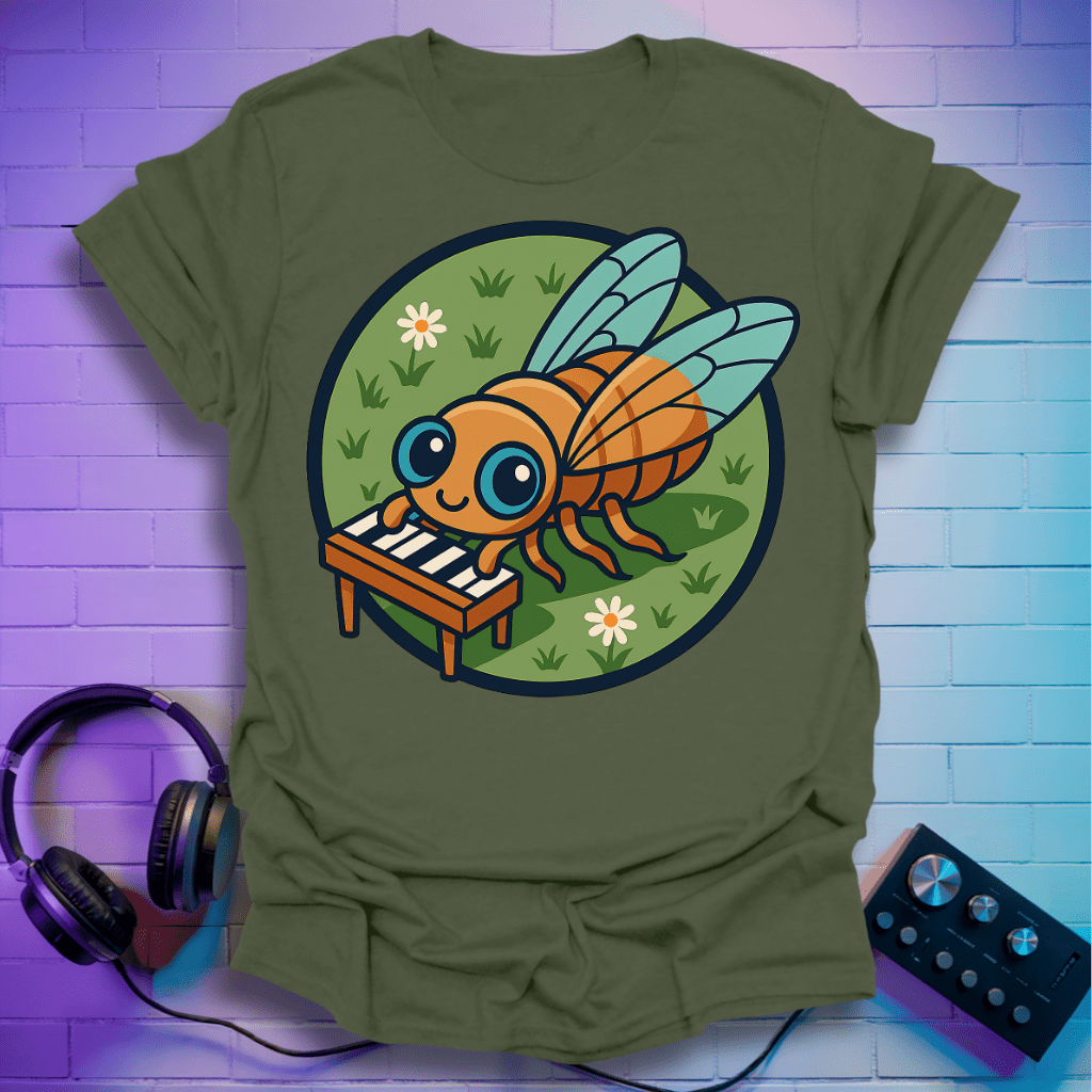 The Piano Bug – Cute Cicada Music T-Shirt