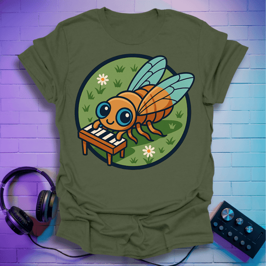 The Piano Bug โ Cute Cicada Music T-Shirt
