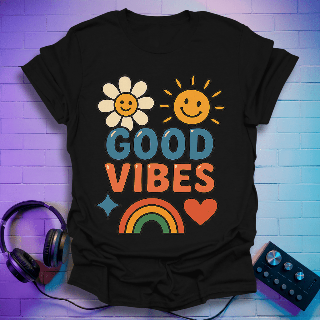 Good Vibes Flower Power Retro T-Shirt