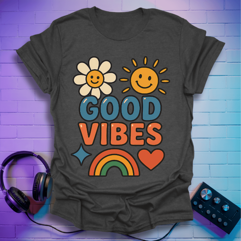 Good Vibes Flower Power Retro T-Shirt