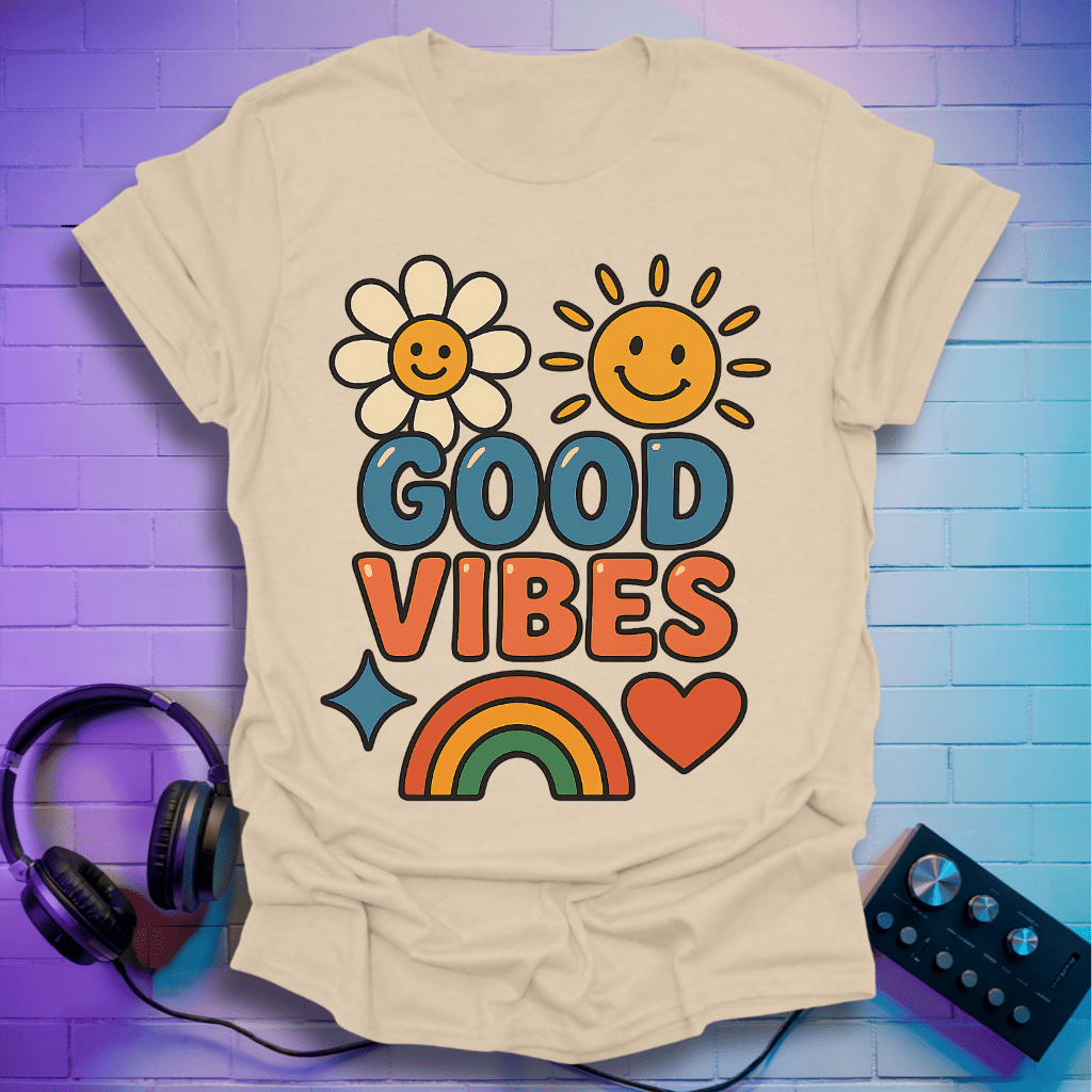 Good Vibes Flower Power Retro T-Shirt