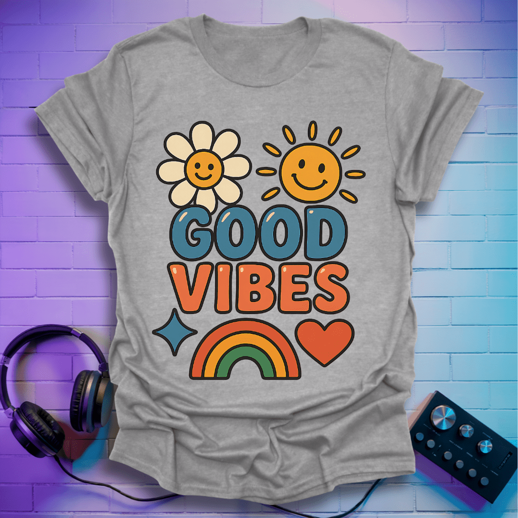 Good Vibes Flower Power Retro T-Shirt