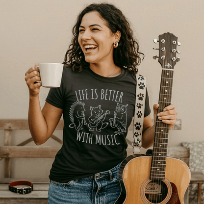 Life Is Better With Music – Fox, Owl & Porcupine T-Shirt